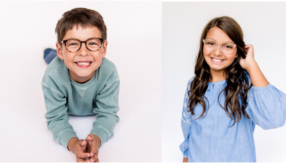  Two children, a boy and a girl, with glasses