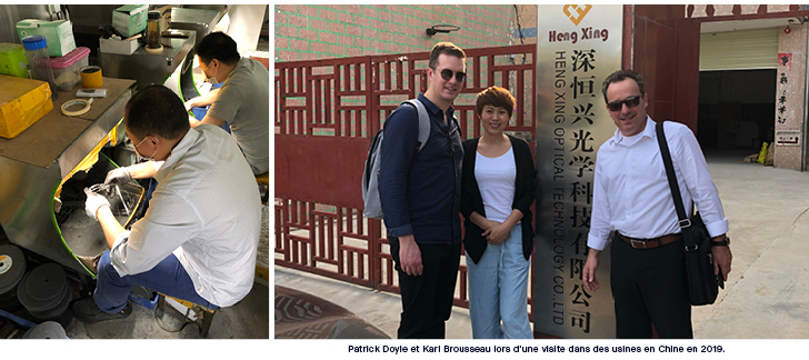 Patrick Doyle et Karl Brousseau lors d'une visite des usines en Chine en 2019