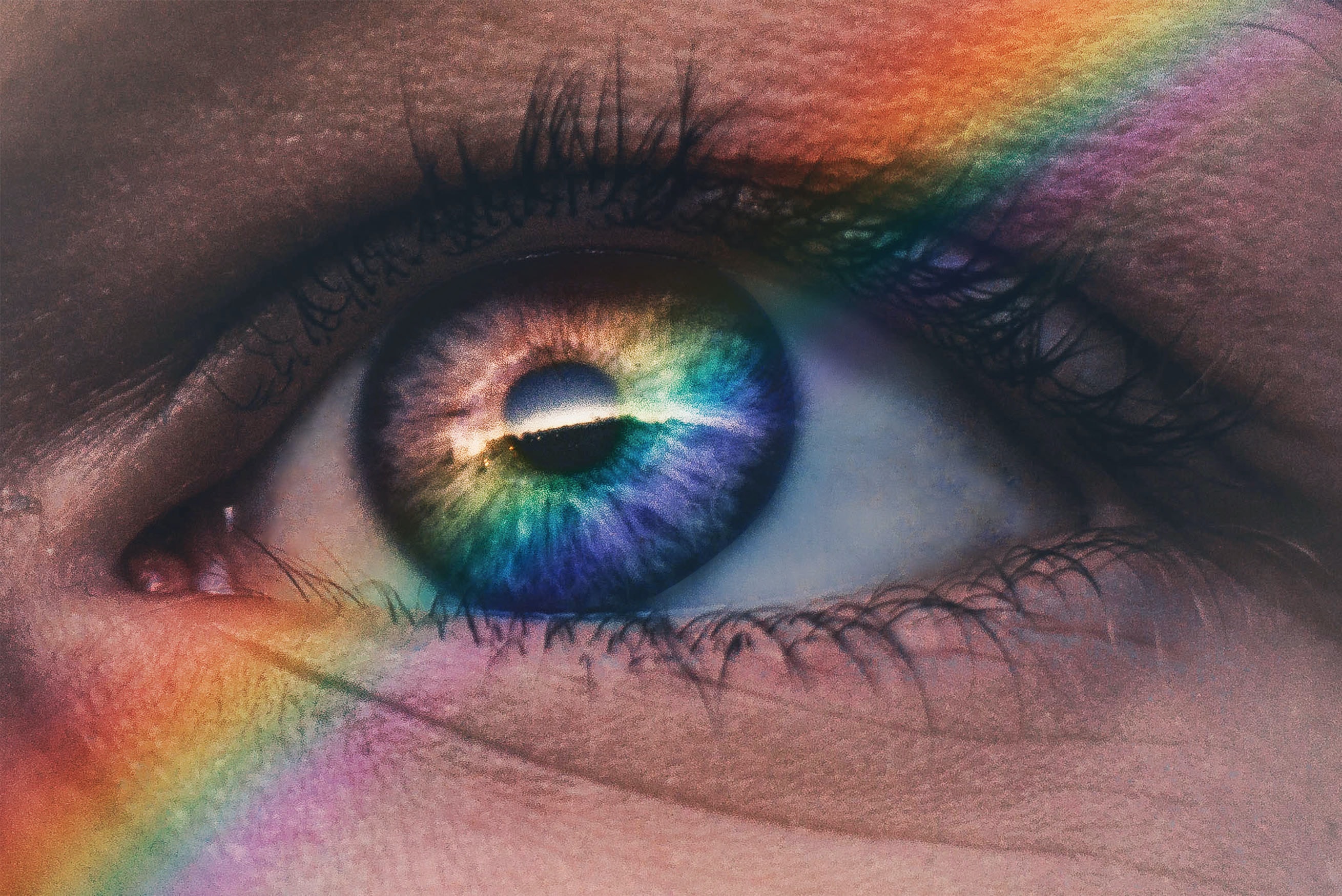 eye with a rainbow