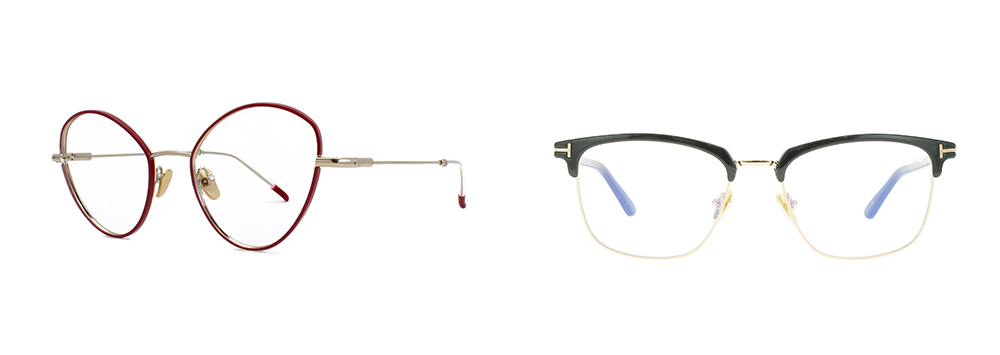 Red François Pinton and black half-rim Tom Ford frames