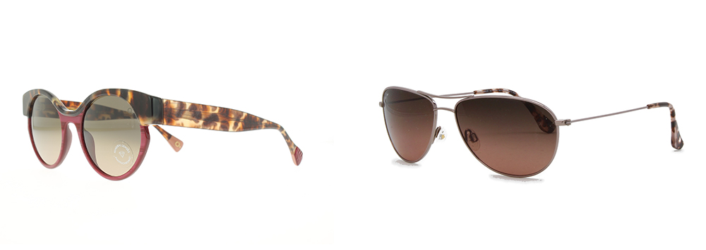 Bold Etnia Barcelona sunglasses and thin metal Maui Jim sunglasses