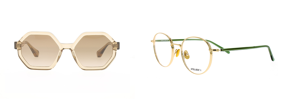 Champagne Gigi Studios sunglasses and Atelier78 gold frame
