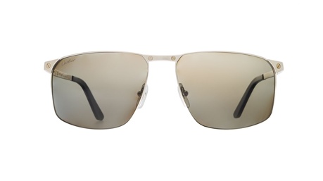 Paire de lunettes de soleil Cartier Ct0322s couleur argent satin - Doyle