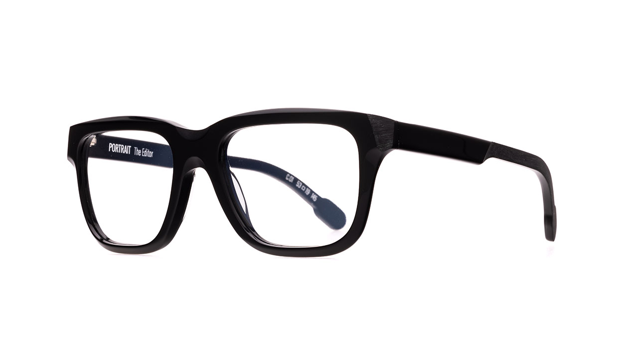 Paire de lunettes de vue Portrait The editor couleur noir - Côté à angle - Doyle