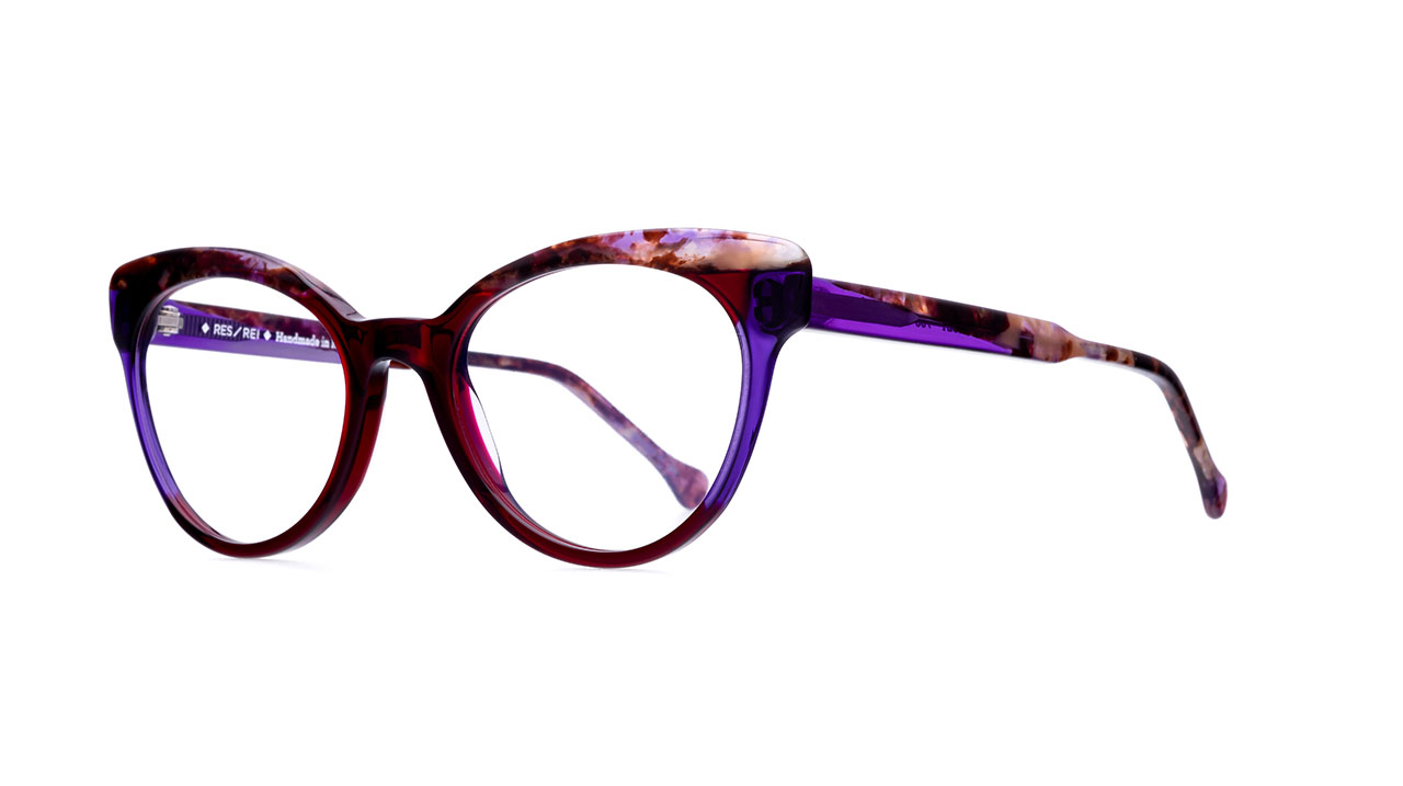 Paire de lunettes de vue Res-rei Facet couleur mauve - Côté à angle - Doyle