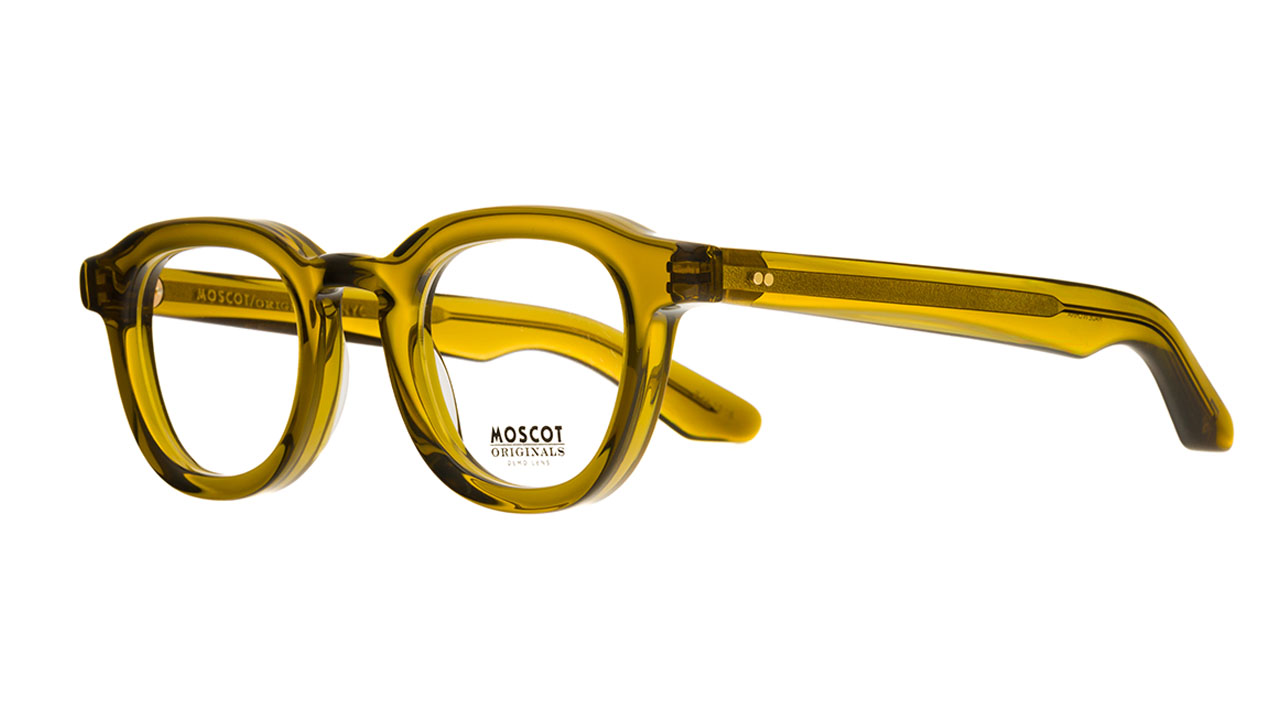 Paire de lunettes de vue Moscot Dahven couleur vert - Côté à angle - Doyle