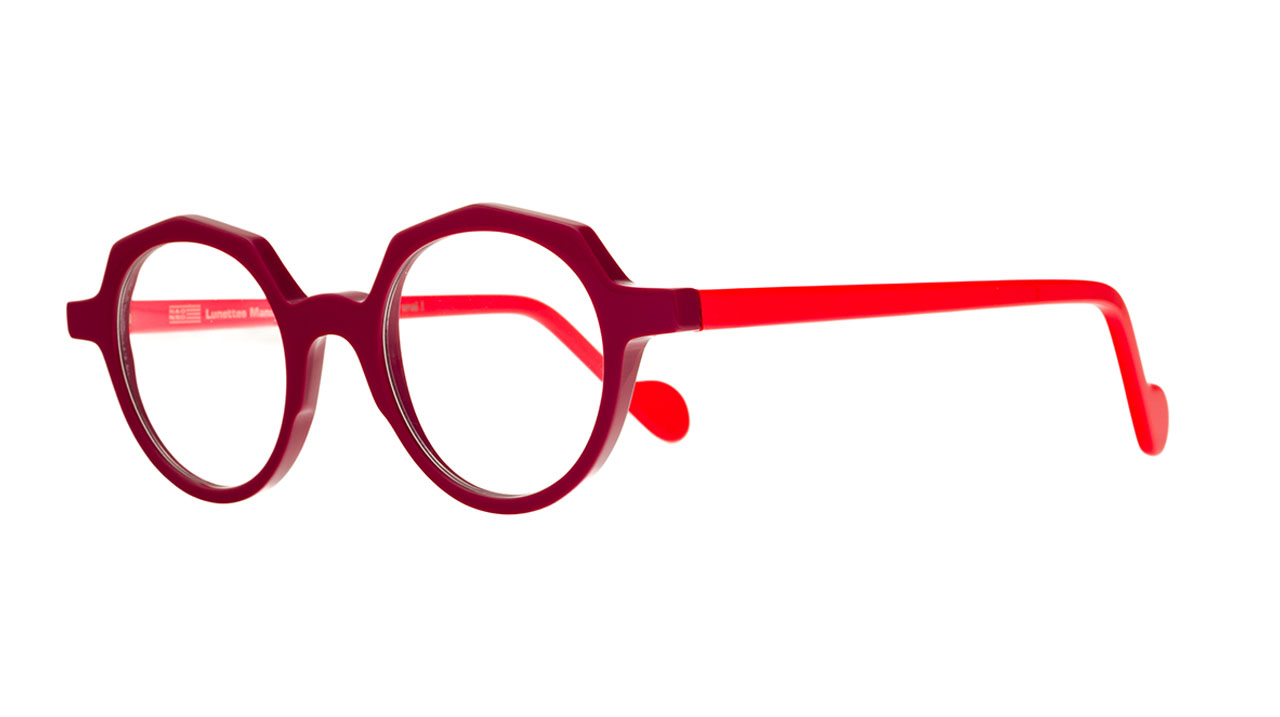 Paire de lunettes de vue Naoned Ezieg couleur rouge - Côté à angle - Doyle