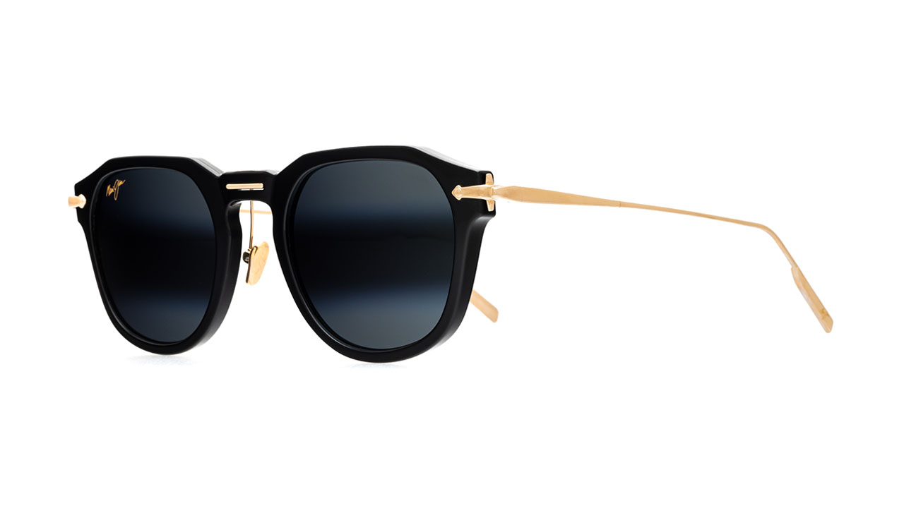 Paire de lunettes de soleil Maui-jim 837 couleur noir or - Côté à angle - Doyle