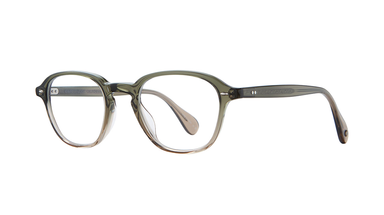 Paire de lunettes de vue Garrett-leight Gilbert couleur vert - Côté à angle - Doyle
