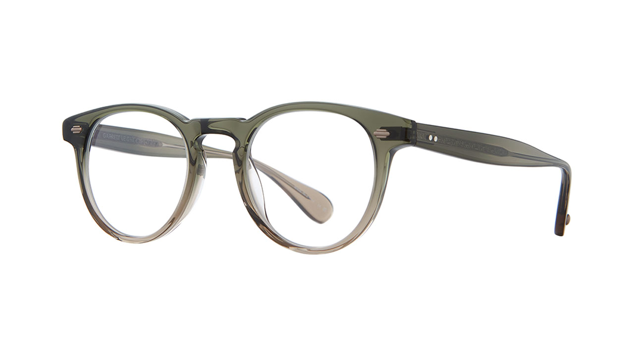 Paire de lunettes de vue Garrett-leight Hercules couleur vert - Côté à angle - Doyle