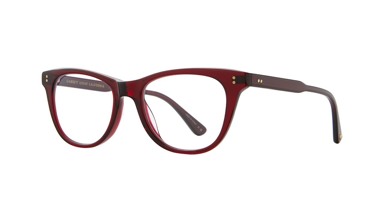Paire de lunettes de vue Garrett-leight Tia jane couleur rouge - Côté à angle - Doyle