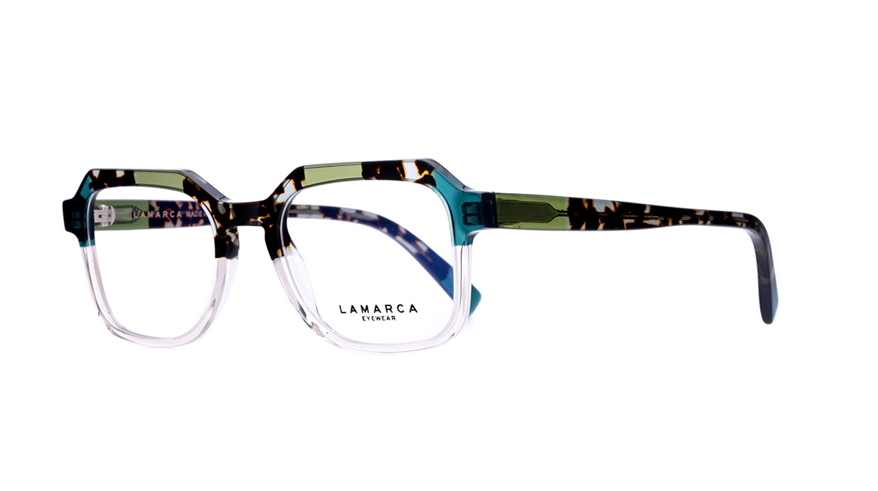 Paire de lunettes de vue Lamarca Mosaico 119 couleur vert - Côté à angle - Doyle