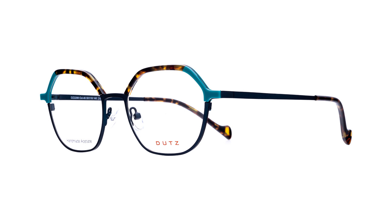 Paire de lunettes de vue Dutz Dz2298 couleur bleu - Côté à angle - Doyle