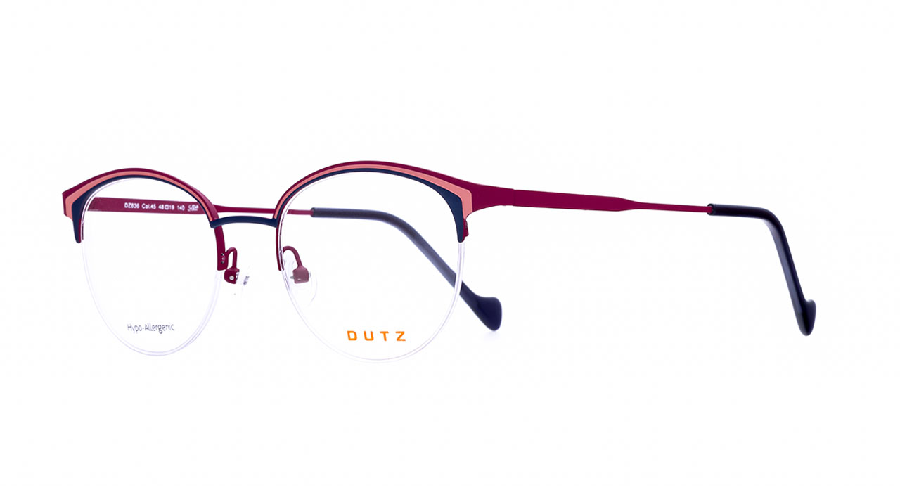 Paire de lunettes de vue Dutz Dz836 couleur rouge - Côté à angle - Doyle