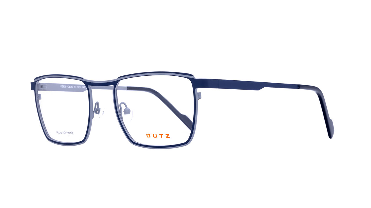 Paire de lunettes de vue Dutz Dz839 couleur bleu - Côté à angle - Doyle