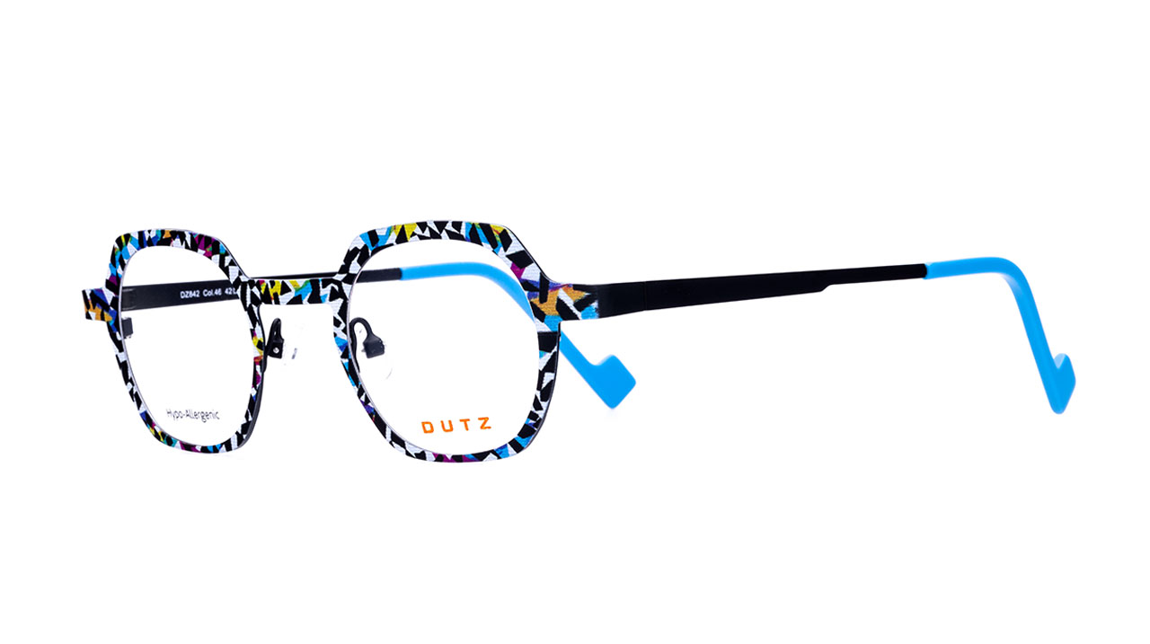 Paire de lunettes de vue Dutz Dz842 couleur bleu - Côté à angle - Doyle