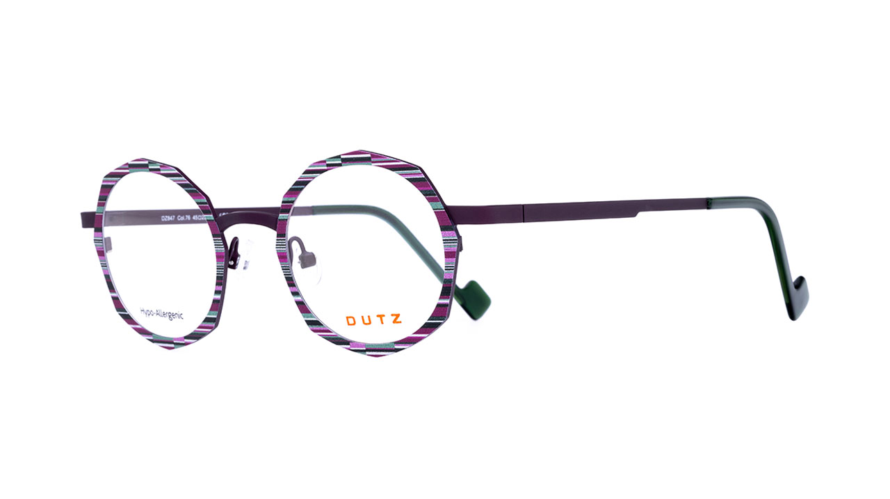 Paire de lunettes de vue Dutz Dz847 couleur mauve - Côté à angle - Doyle