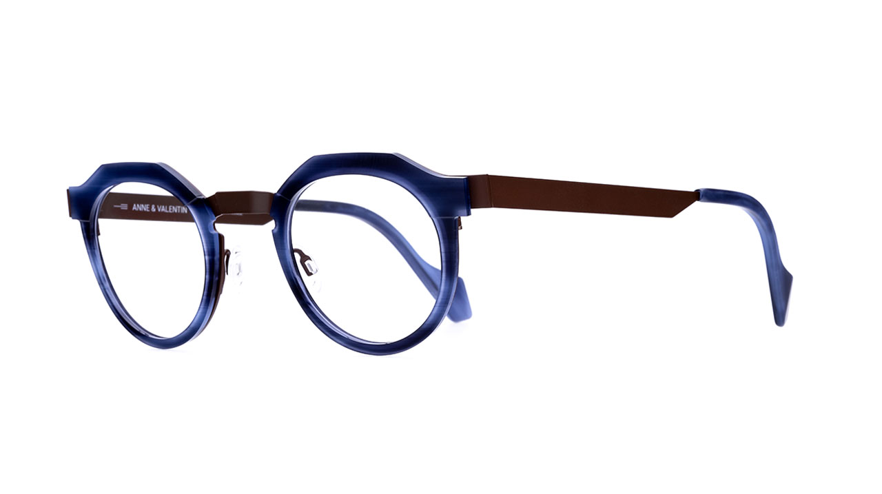 Paire de lunettes de vue Annevalentin Orson couleur marine - Côté à angle - Doyle