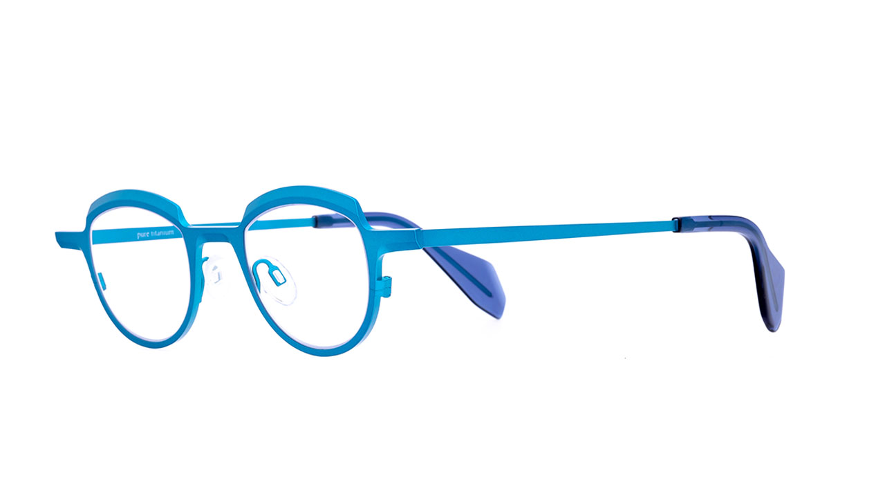 Paire de lunettes de vue Theo Asscher couleur bleu - Côté à angle - Doyle