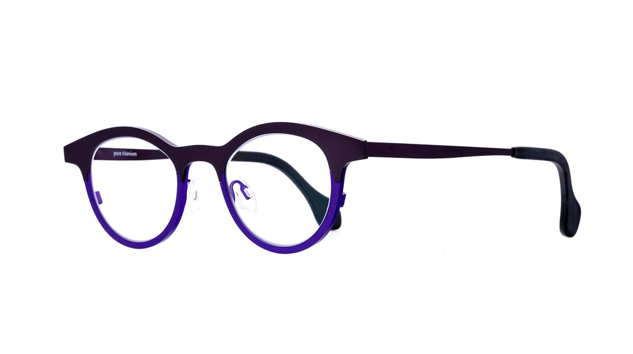 Paire de lunettes de vue Theo-eyewear Mille +57 couleur mauve - Côté à angle - Doyle