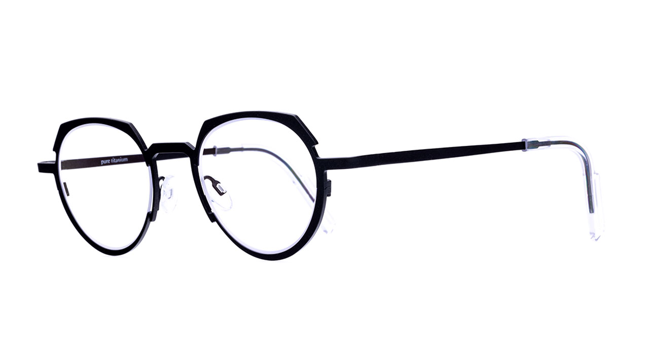 Paire de lunettes de vue Theo Receiver couleur noir - Côté à angle - Doyle