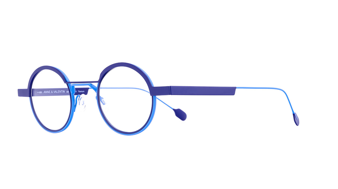 Paire de lunettes de vue Anne-et-valentin Remix couleur bleu - Côté à angle - Doyle