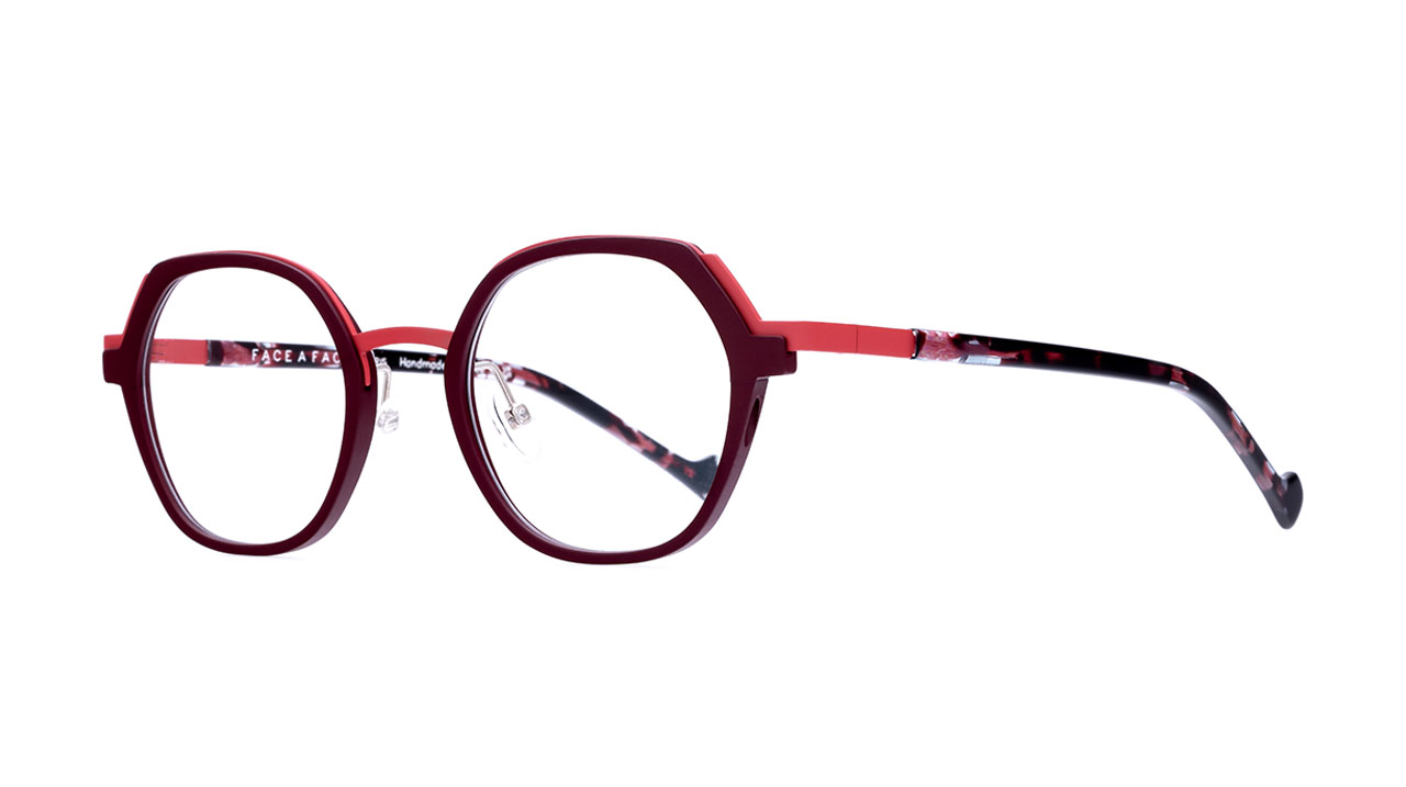 Paire de lunettes de vue Face-a-face Memfis 1 couleur rouge - Côté à angle - Doyle