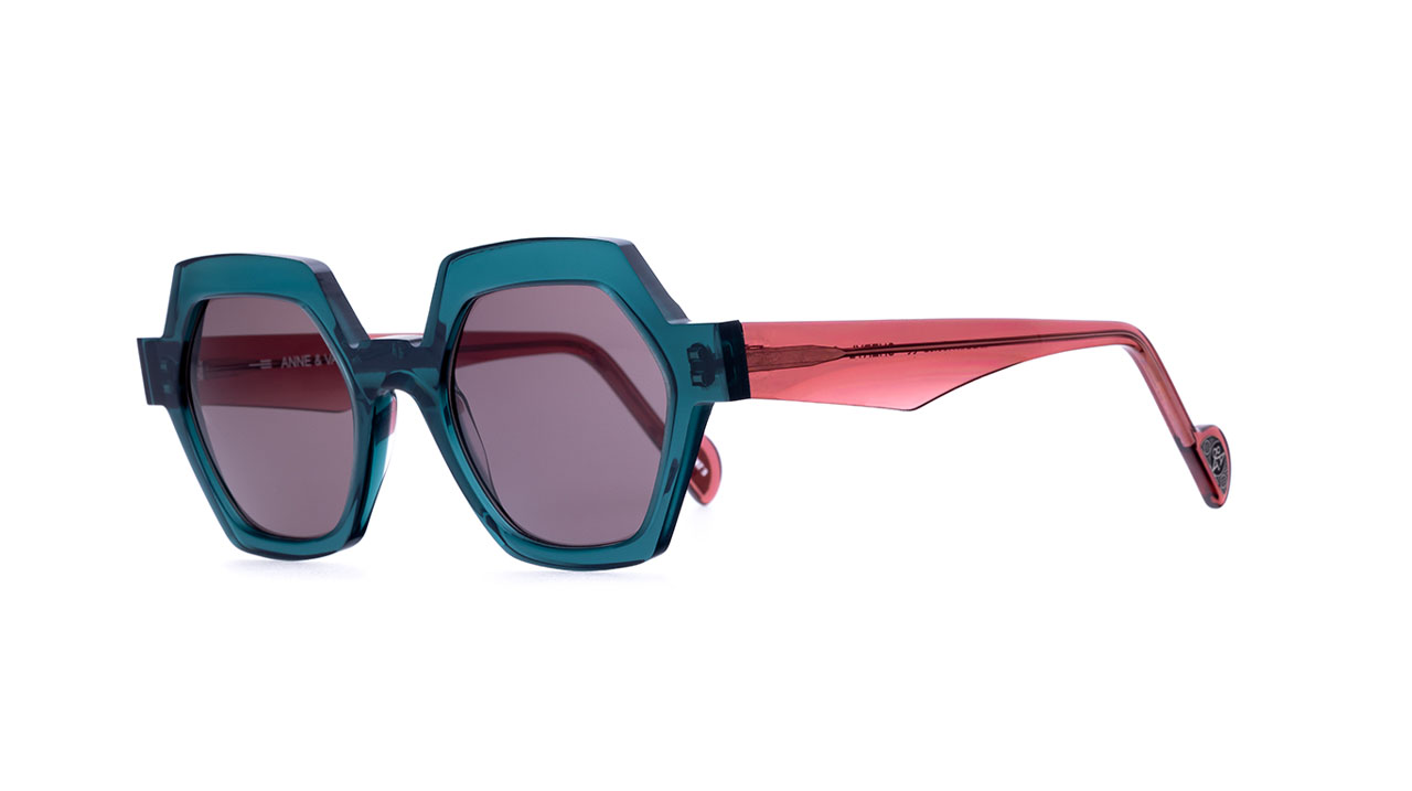 Paire de lunettes de soleil Annevalentin Sheryl /s couleur turquoise - Côté à angle - Doyle