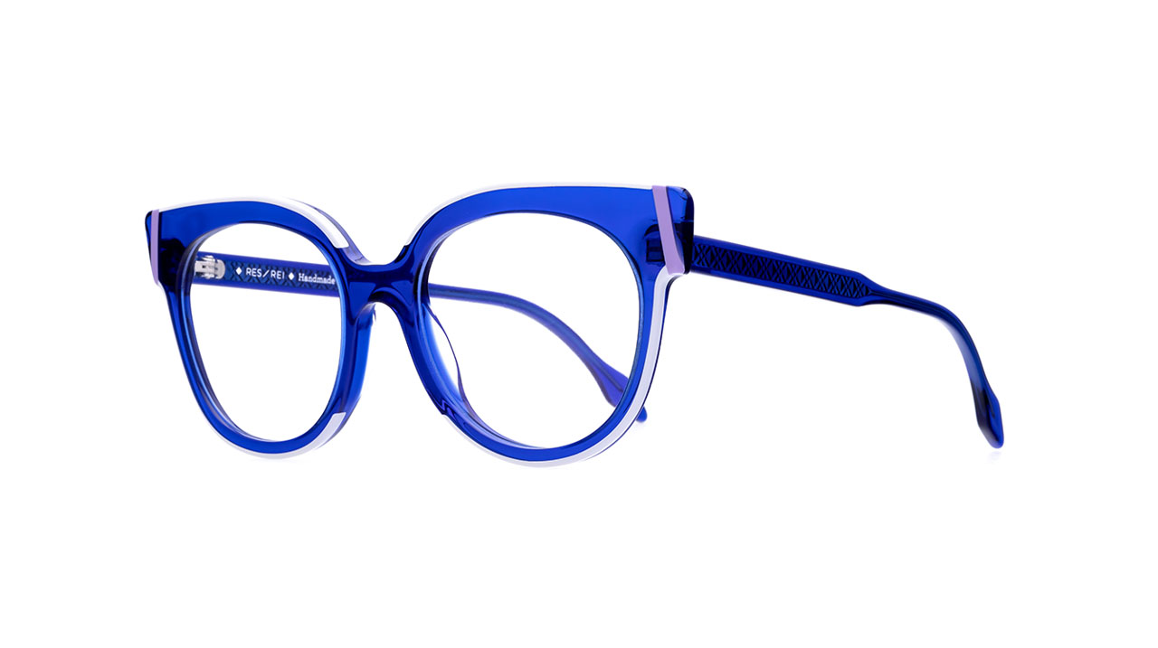 Paire de lunettes de vue Res-rei Jasmine couleur bleu - Côté à angle - Doyle