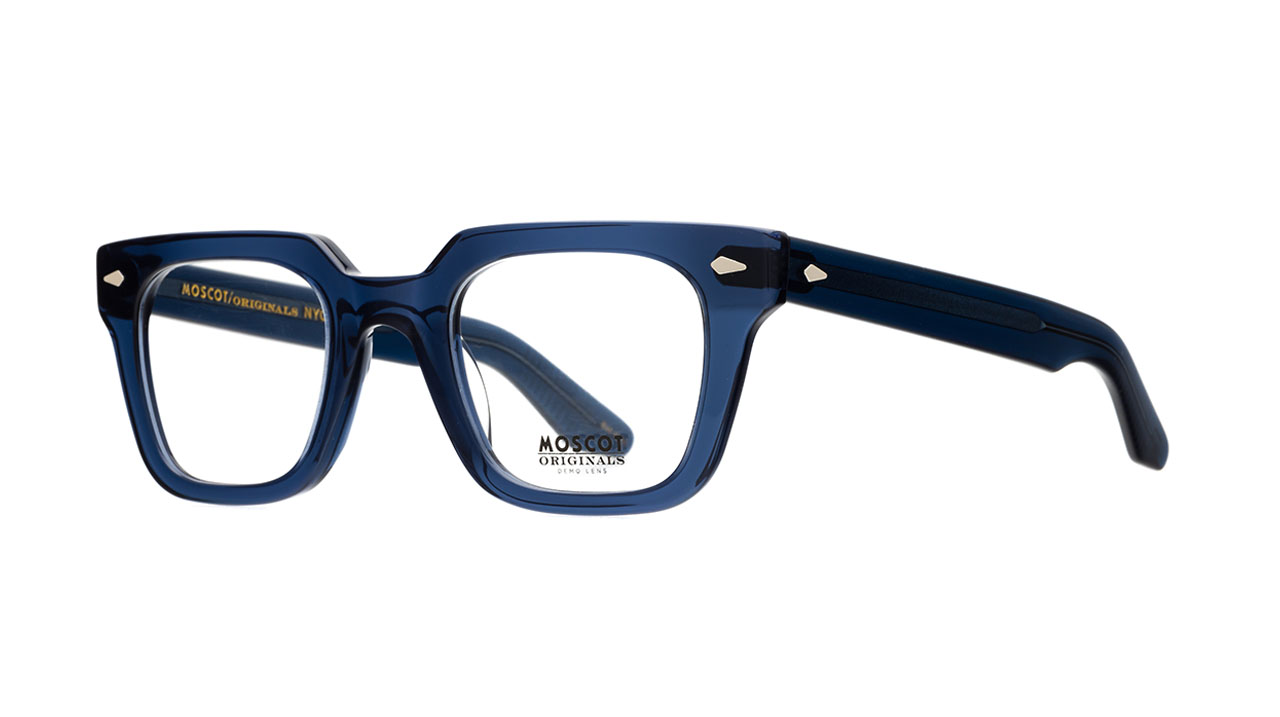 Paire de lunettes de vue Moscot Grober couleur marine - Côté à angle - Doyle