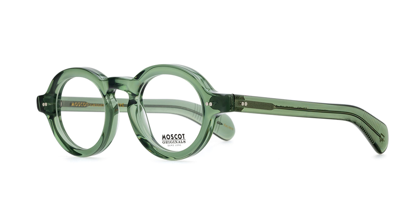 Paire de lunettes de vue Moscot Foygel couleur vert - Côté à angle - Doyle