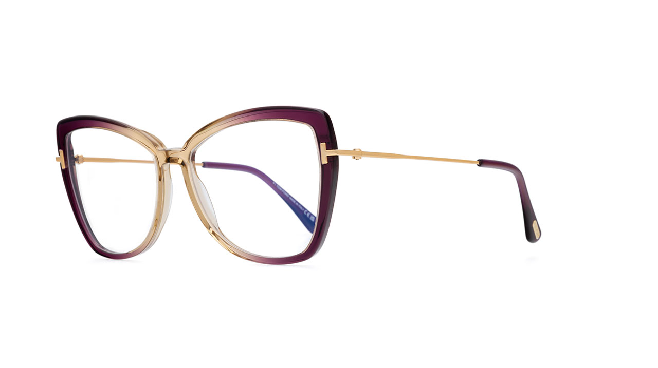 Paire de lunettes de vue Tom-ford Tf5882-b couleur mauve - Côté à angle - Doyle