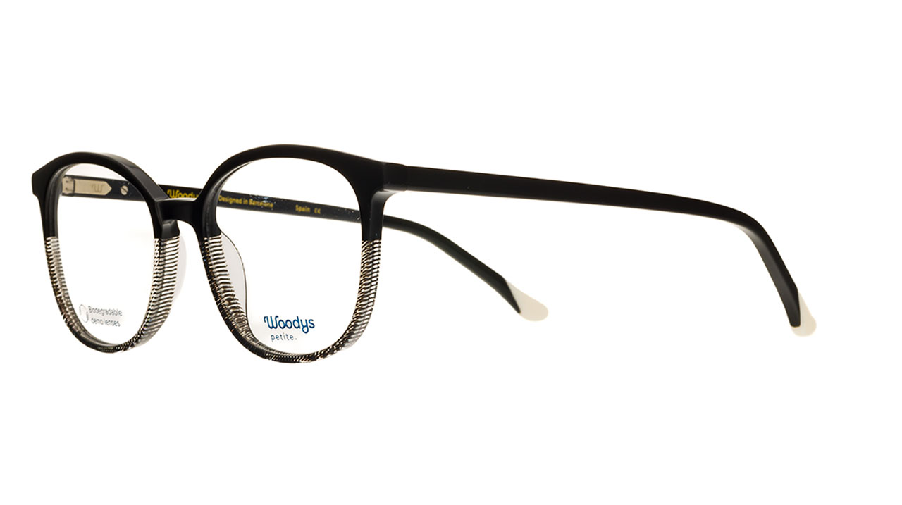 Paire de lunettes de vue Woodys-petite Vento couleur noir - Côté à angle - Doyle