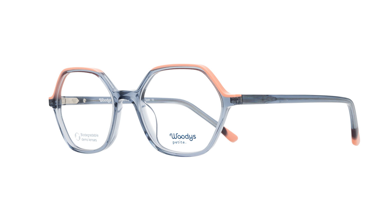 Paire de lunettes de vue Woodys-petite Haru couleur bleu - Côté à angle - Doyle