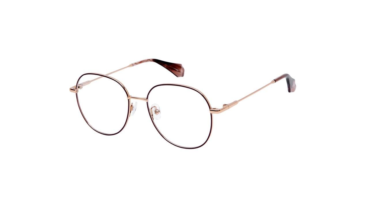 Paire de lunettes de vue Gigi-studio Elettra couleur or rose - Côté à angle - Doyle
