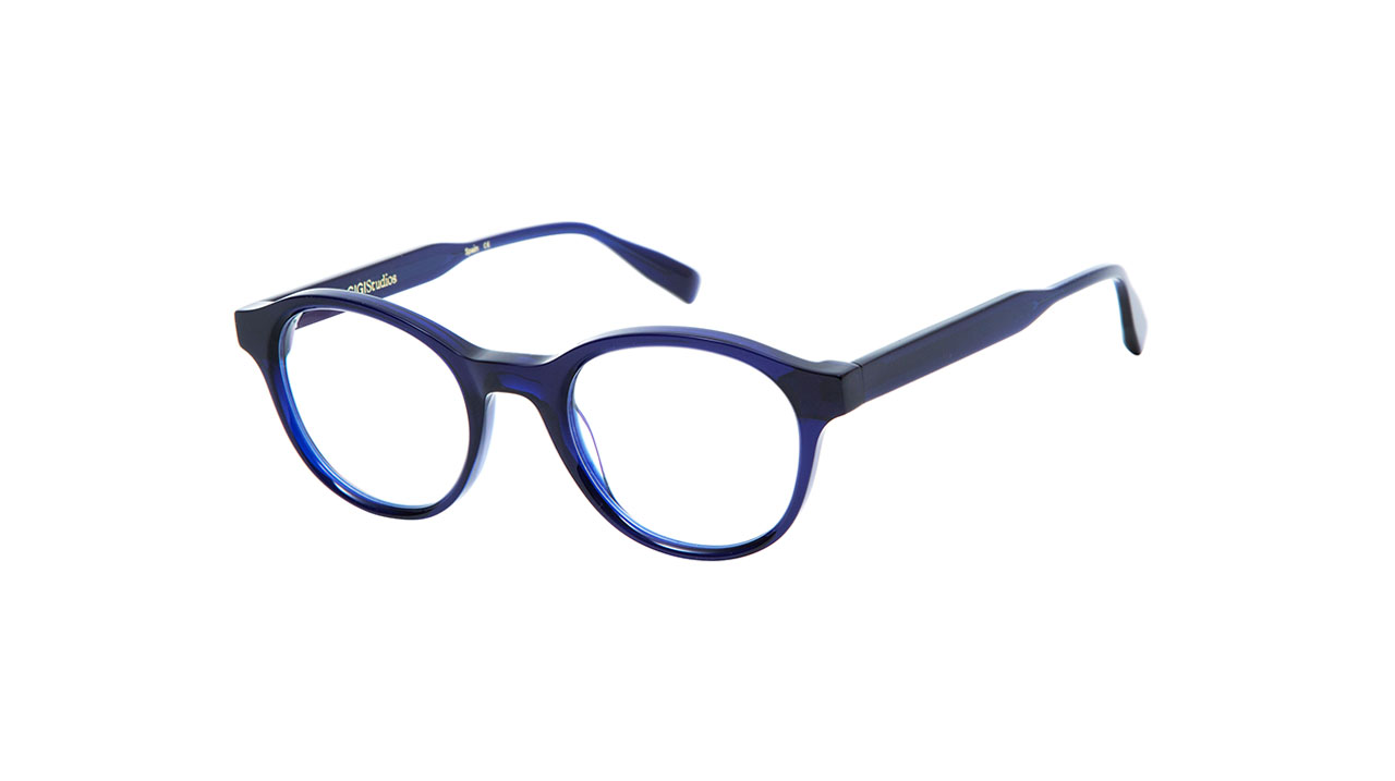 Paire de lunettes de vue Gigi-studio Calgary couleur bleu - Côté à angle - Doyle