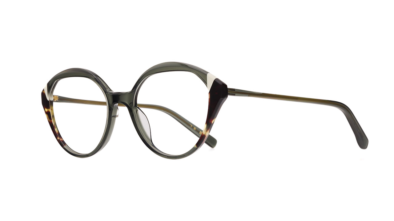 Paire de lunettes de vue Kaleos Duchesne couleur olive - Côté à angle - Doyle