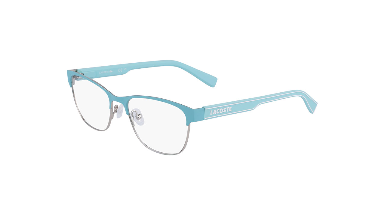 Paire de lunettes de vue Lacoste L3112 couleur turquoise - Côté à angle - Doyle