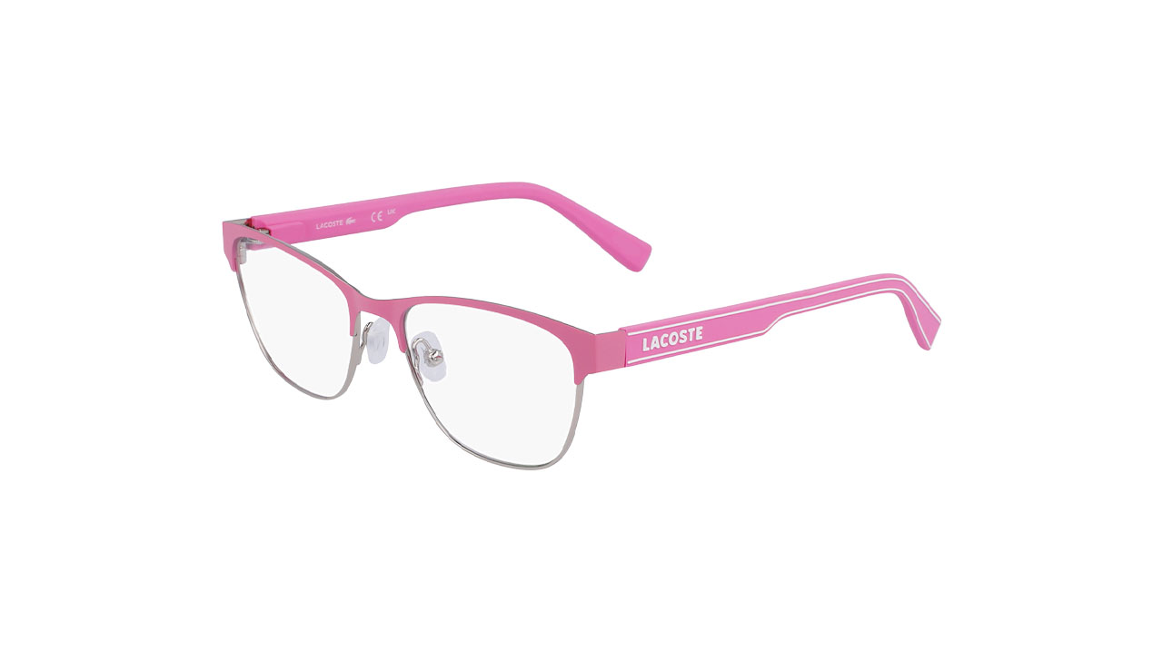 Paire de lunettes de vue Lacoste L3112 couleur rose - Côté à angle - Doyle