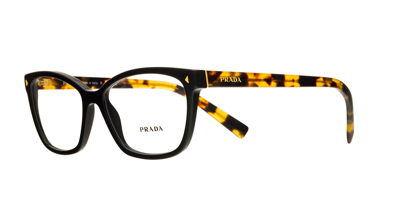 Paire de lunettes de vue Prada Pr15z couleur noir - Côté à angle - Doyle