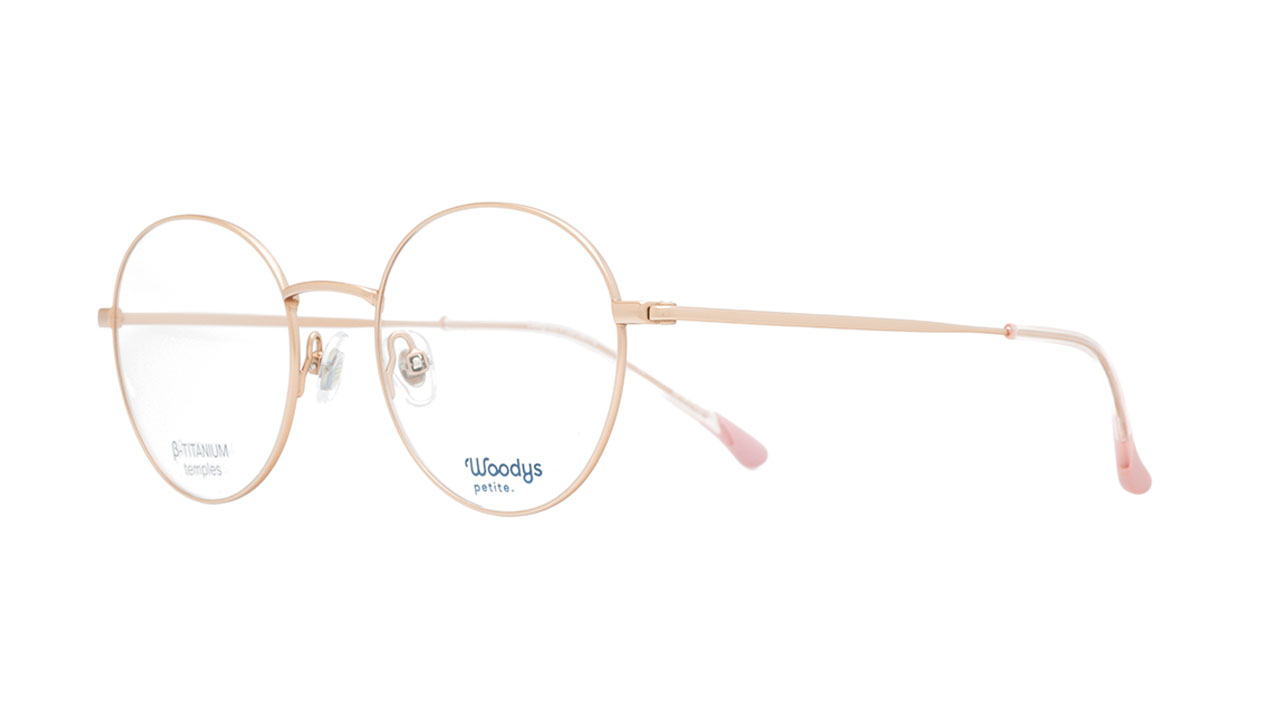 Paire de lunettes de vue Woodys-petite Alix couleur or rose - Côté à angle - Doyle