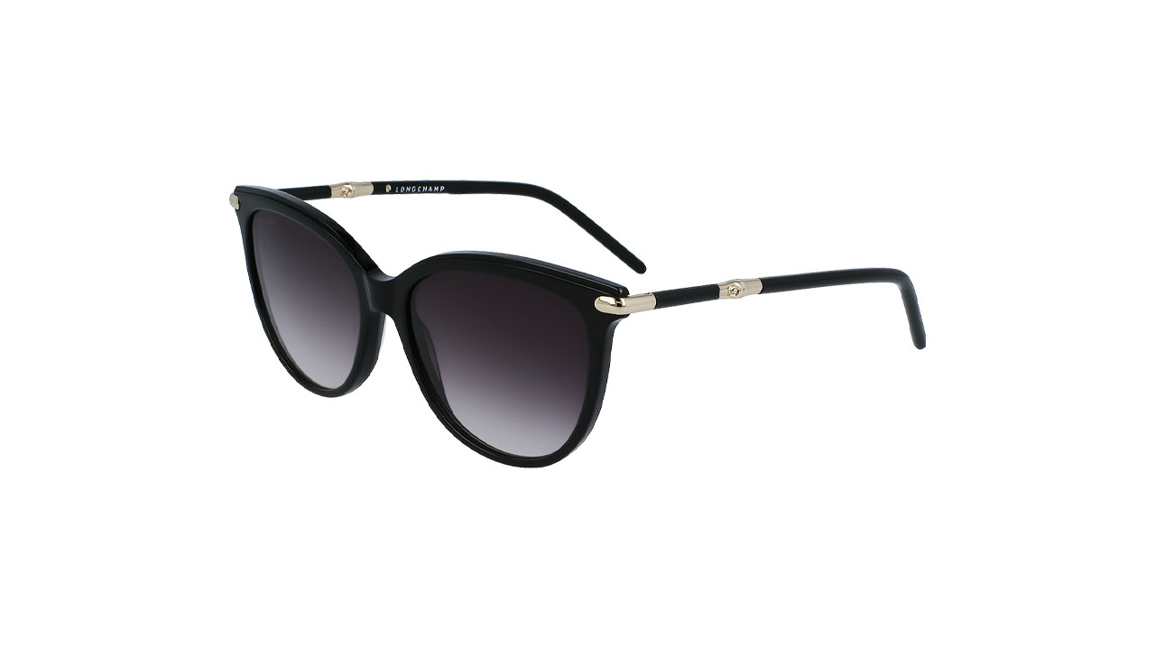 Paire de lunettes de soleil Longchamp Lo727s couleur noir - Côté à angle - Doyle