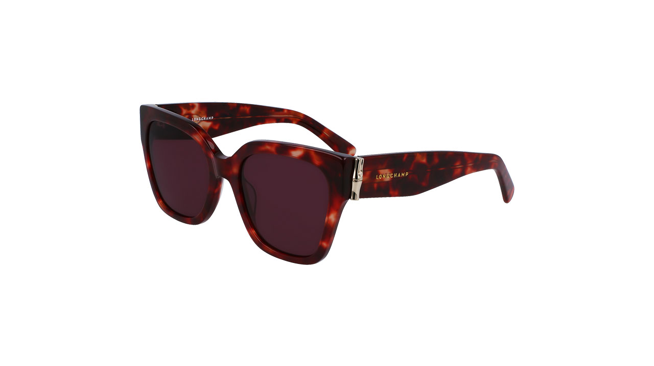 Paire de lunettes de soleil Longchamp Lo732s couleur rouge - Côté à angle - Doyle