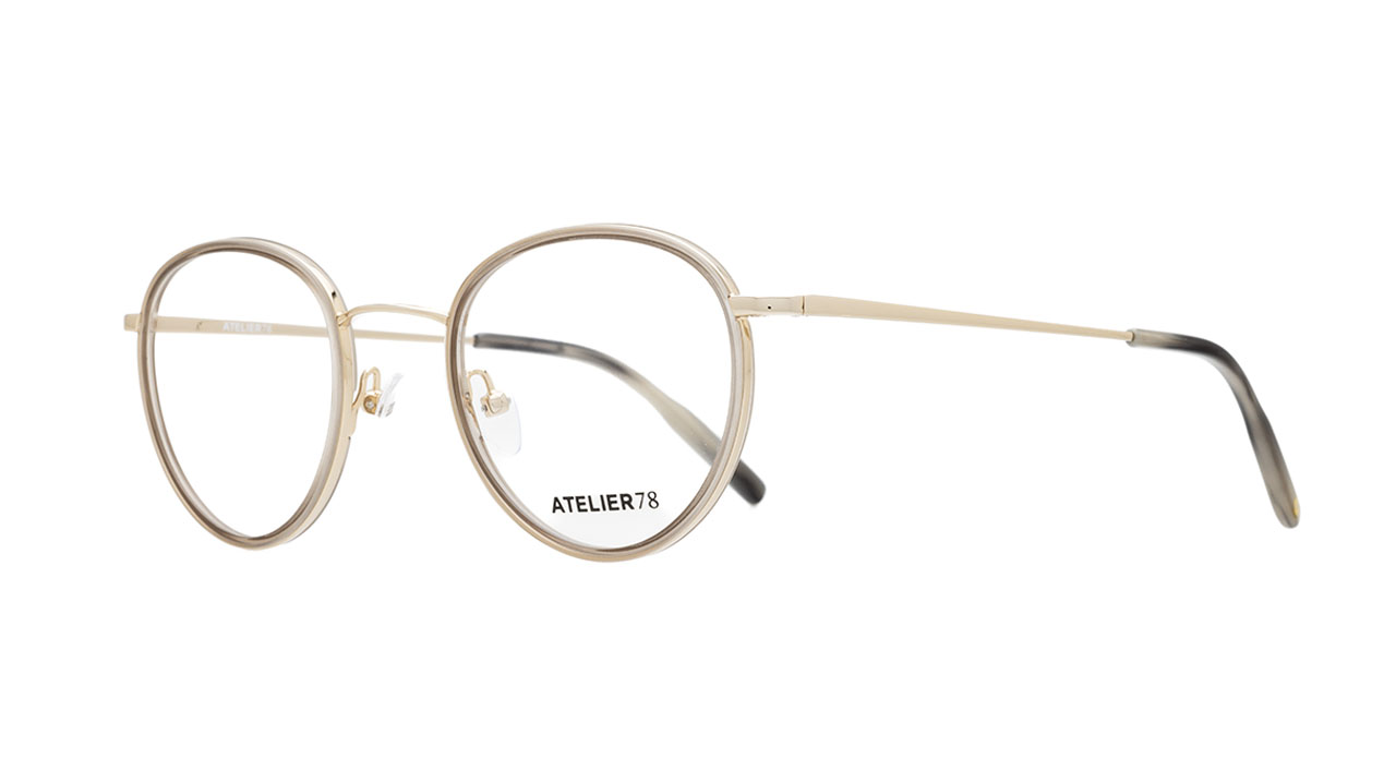 Paire de lunettes de vue Atelier-78 Elie couleur gris or - Côté à angle - Doyle