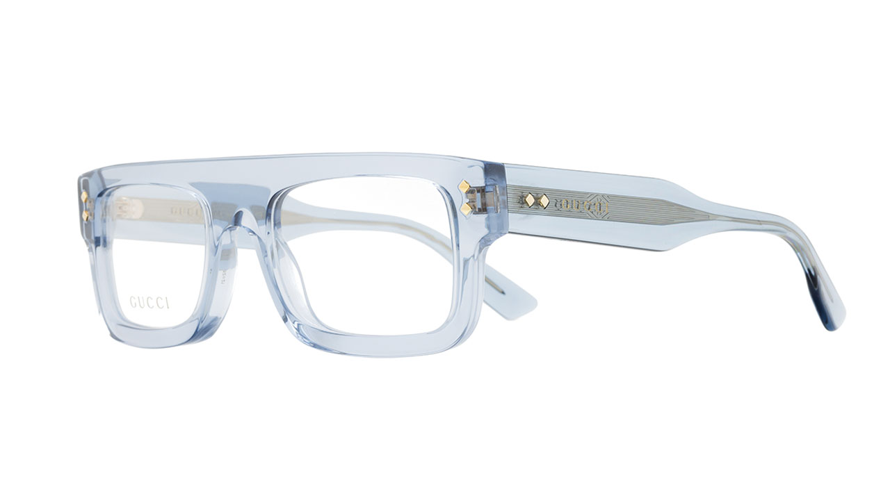 Paire de lunettes de vue Gucci Gg1085o couleur bleu - Côté à angle - Doyle