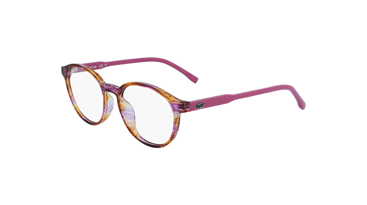 Paire de lunettes de vue Lacoste L3658 couleur mauve - Côté à angle - Doyle
