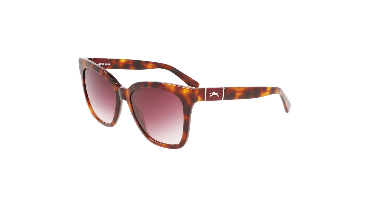 Paire de lunettes de soleil Longchamp Lo696s couleur havane - Côté à angle - Doyle