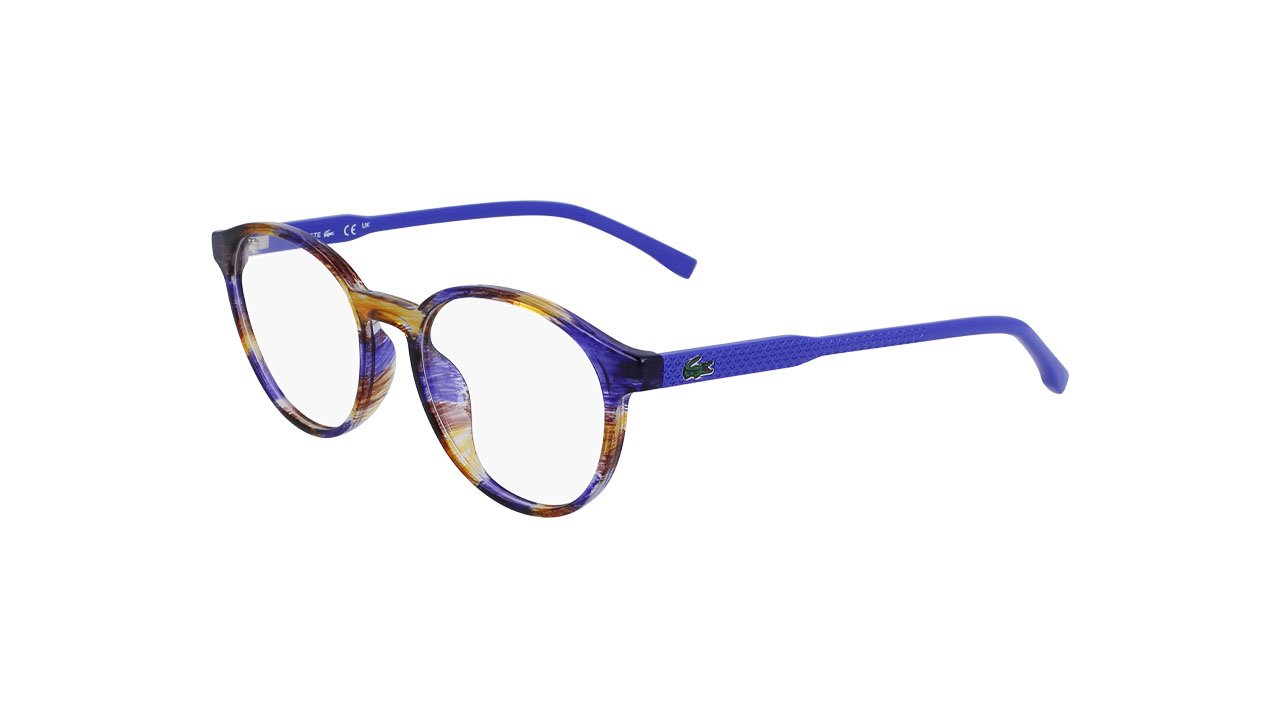 Paire de lunettes de vue Lacoste L3658 couleur bleu - Côté à angle - Doyle