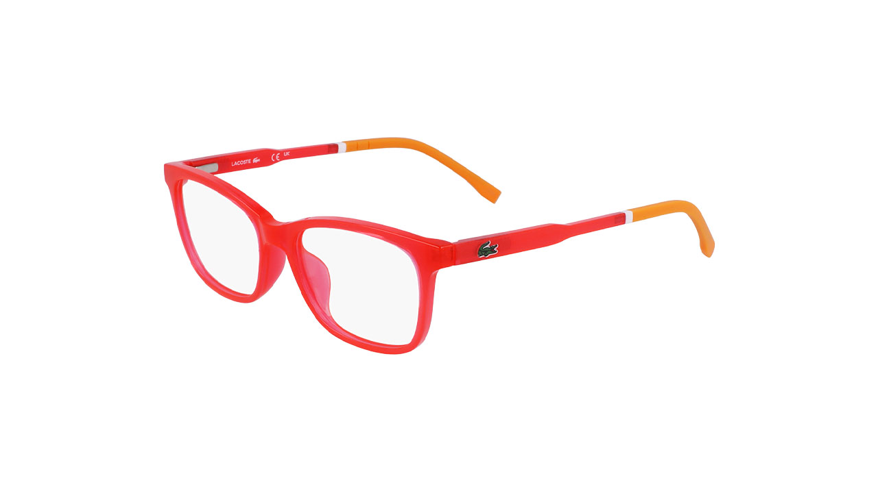 Paire de lunettes de vue Lacoste L3648 couleur rouge - Côté à angle - Doyle