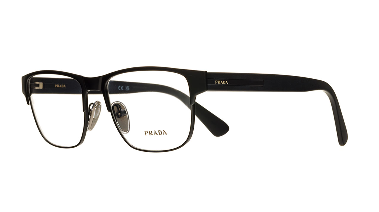 Paire de lunettes de vue Prada Pr57z couleur noir - Côté à angle - Doyle